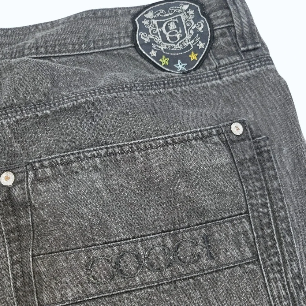 Coogi Jeans Men 46x36 Black Embroidered Logo Denim Streetwear Hip Hop Baggy‎
